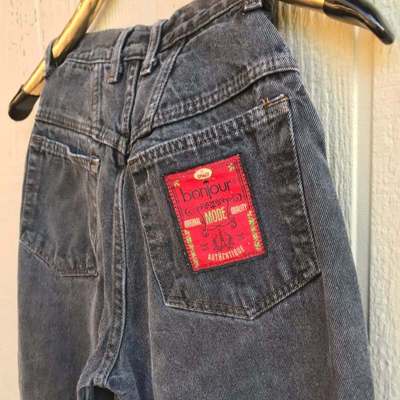 Vintage 90’s Bonjour High waisted mom jeans straight stonewashed charcoal black - Picture 4 of 9